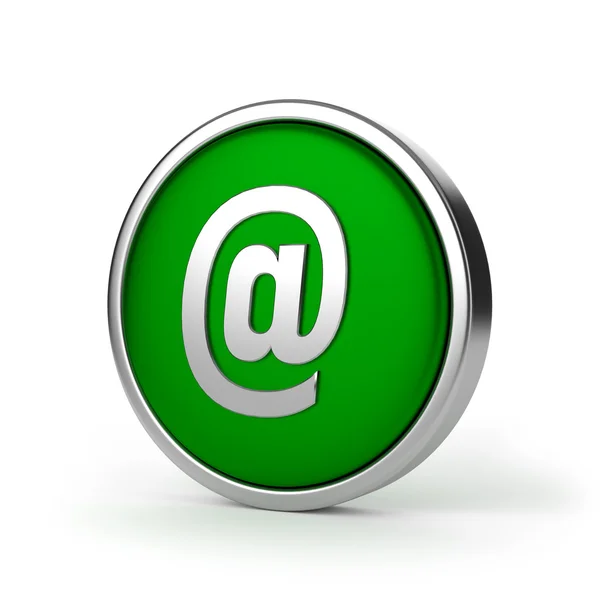 绿色银电子邮件按钮 — 图库照片
