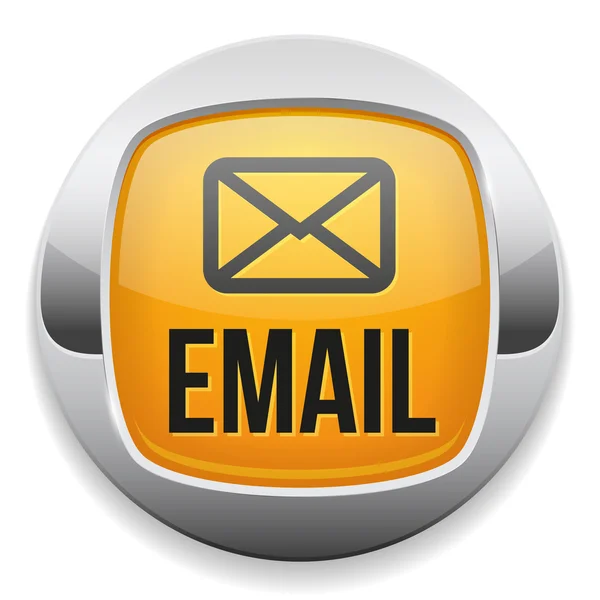 Κουμπί κίτρινο ασημένια e-mail με μεταλλικό περίγραμμα — Διανυσματικό Αρχείο