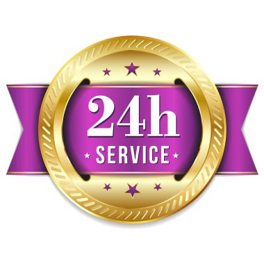 golden purple 24 hour service button clipart