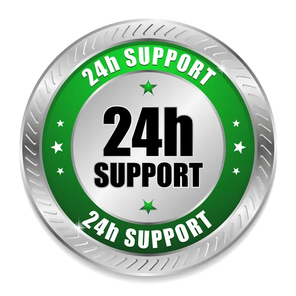 Green 24 hour support button — Stock Vector