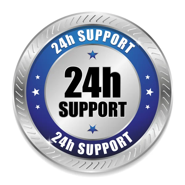 Blue 24 hour support button — Stock Vector
