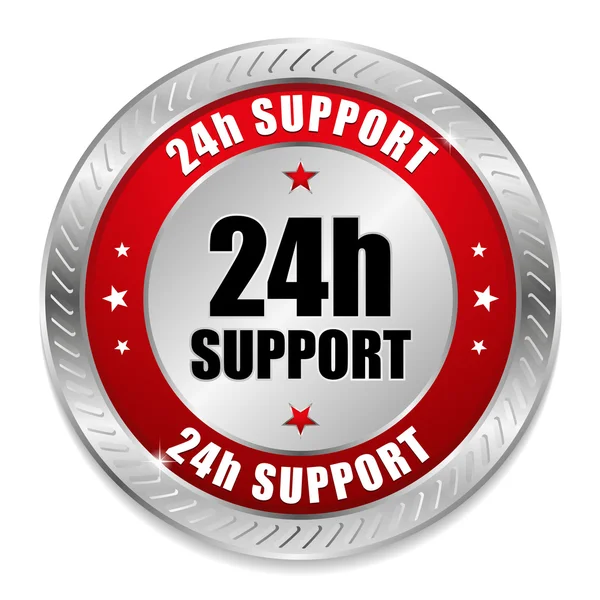 Red 24 hour support button — Stock Vector