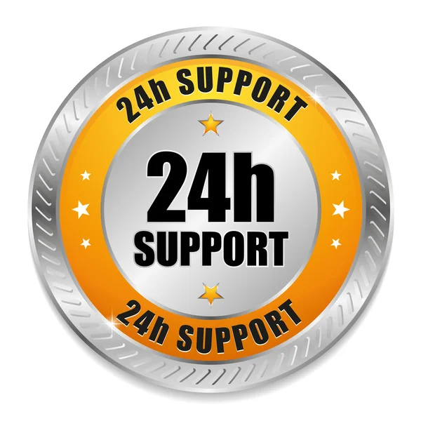 Yellow 24 hour support button — Stock Vector