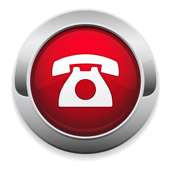 赤い丸い電話ボタン — ストックベクタ