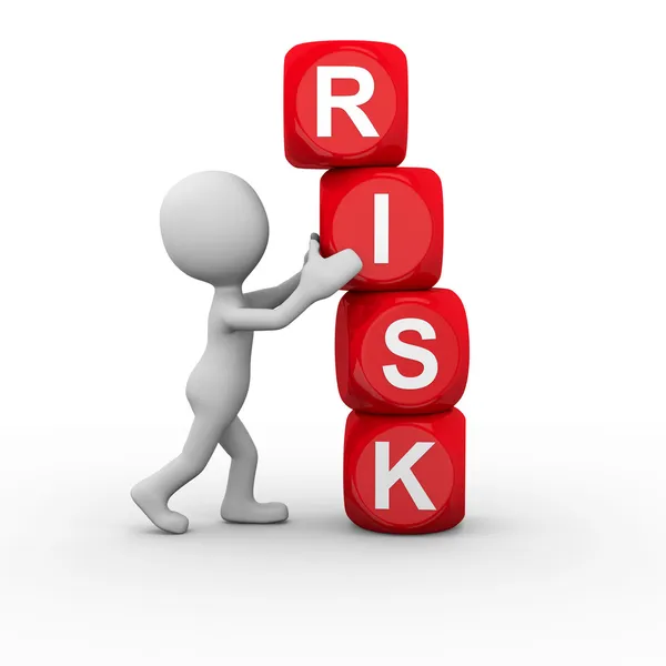 3d man and risk cubes — Stock Photo, Image