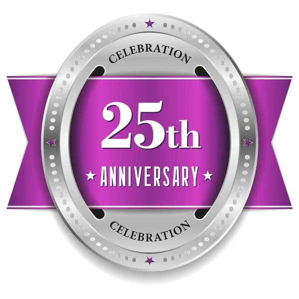 Twenty-five year anniversary badge — Stock Vector