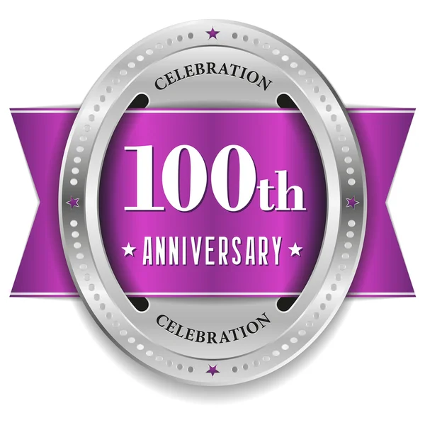 Fioletowy roku 100 rocznicy odznaka — Wektor stockowy