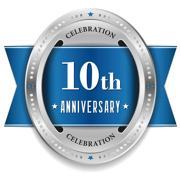 Ten year anniversary badge — Stock Vector