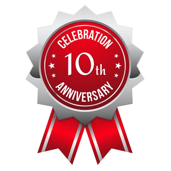 Ten year anniversary badge — Stock Vector