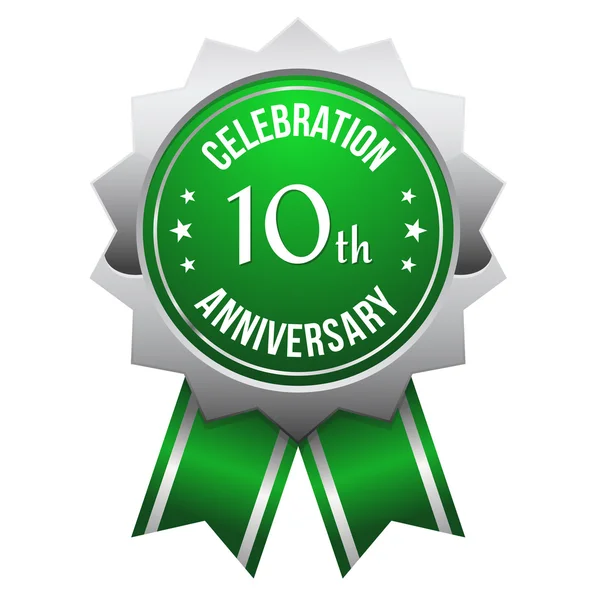 Ten year anniversary badge — Stock Vector