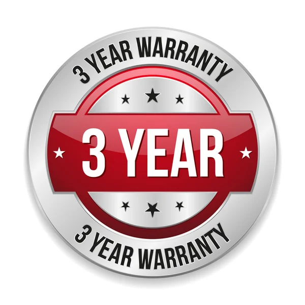 Three year warranty button — Stock Vector