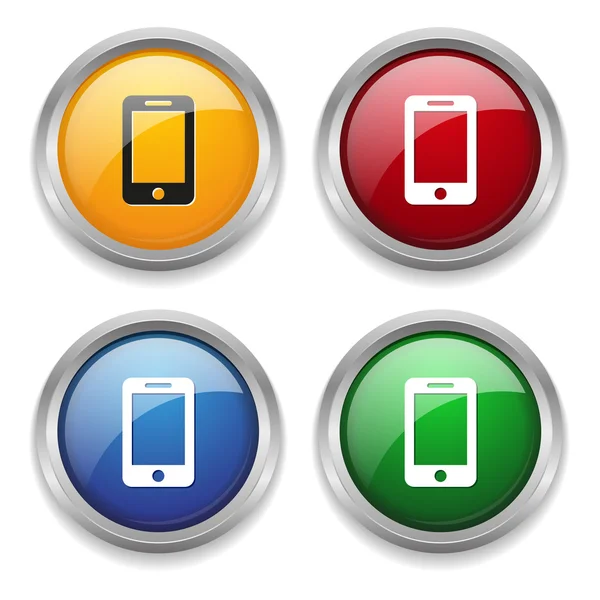Botón con icono de teléfono inteligente — Archivo Imágenes Vectoriales