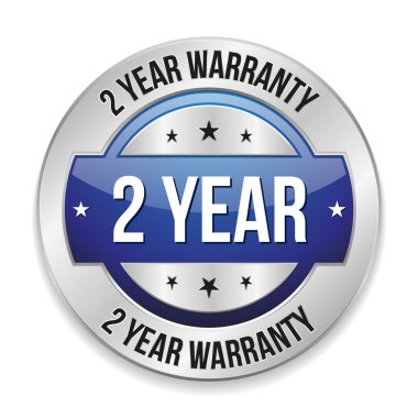 Blue two year warranty button clipart