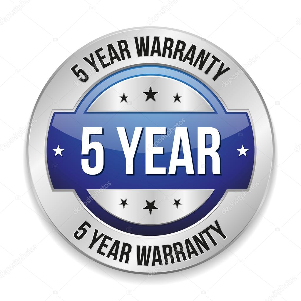 Blue  five year warranty button