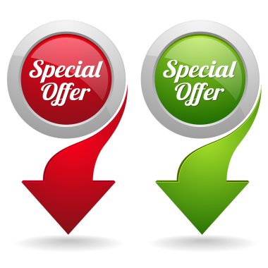 Red and green special offer buttons