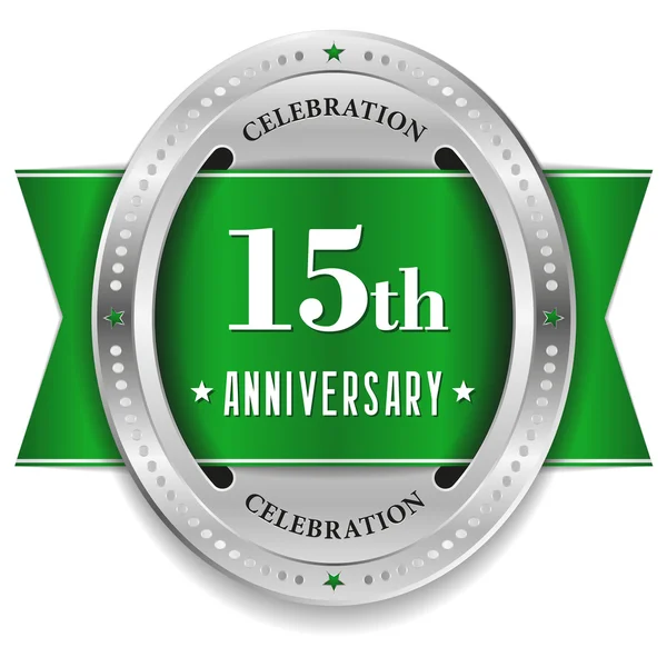 Green fifteen year anniversary — Stock Vector