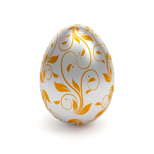 Stříbrná oranžová velikonoční vajíčko — Stock fotografie