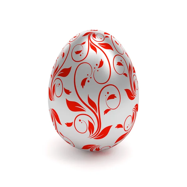 Stříbrná červená velikonoční vajíčko — Stock fotografie