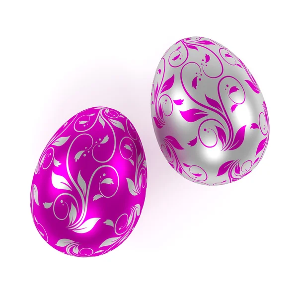 Silver and purple easter eggs — Stock Photo, Image