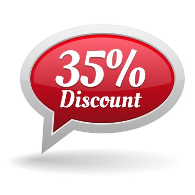 Thirty-five percent discount speech bubble clipart