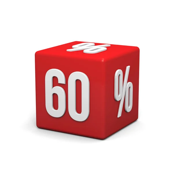 Red cube with sixty percent — Stock Photo, Image