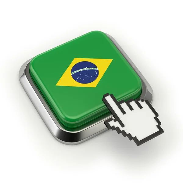 Botão bandeira do Brasil — Fotografia de Stock