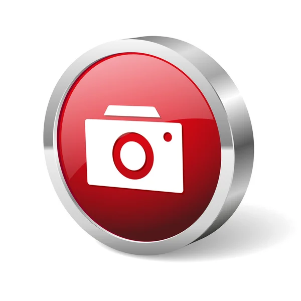 赤い丸いカメラ ボタン — ストックベクタ