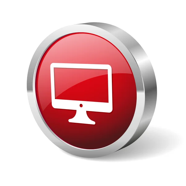 赤い丸いデスクトップ ボタン — ストックベクタ