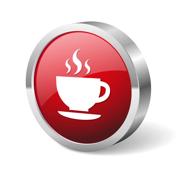 Red round coffee button — Stock Vector