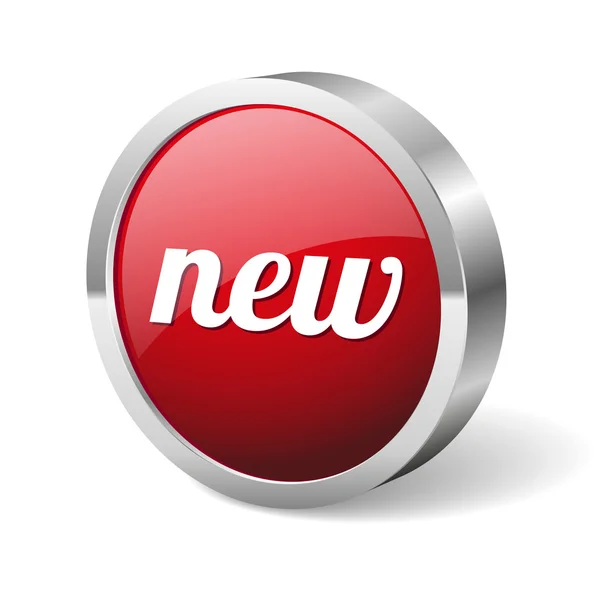 Rojo redondo nuevo botón — Vector de stock