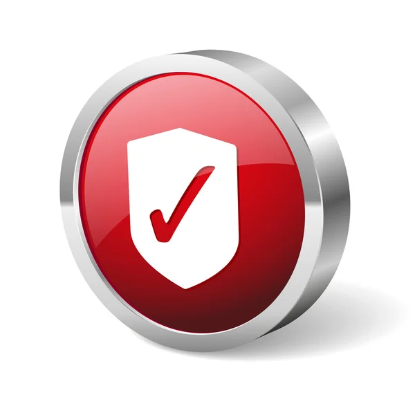 Botón rojo redondo seguro — Vector de stock