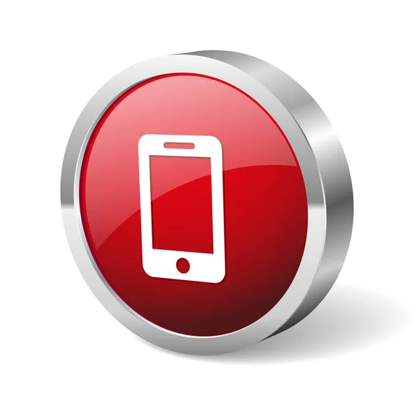 Rode ronde telefoon knop — Stockvector