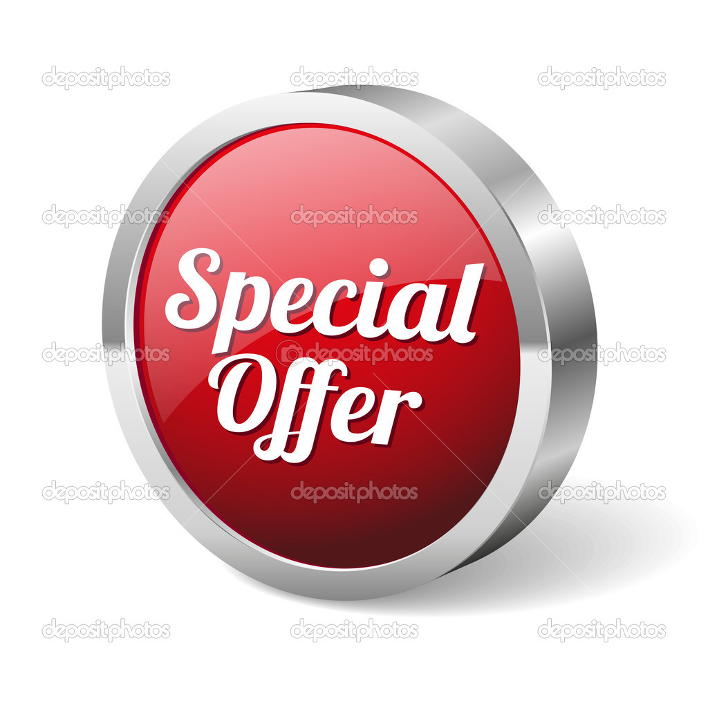 Red round special offer button