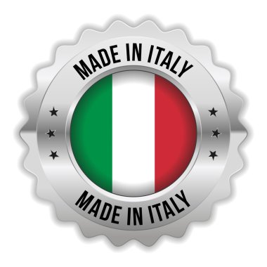 Round made in italy badge with chrome border
