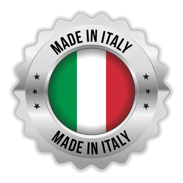Round made in italy badge with chrome border — Stock Vector