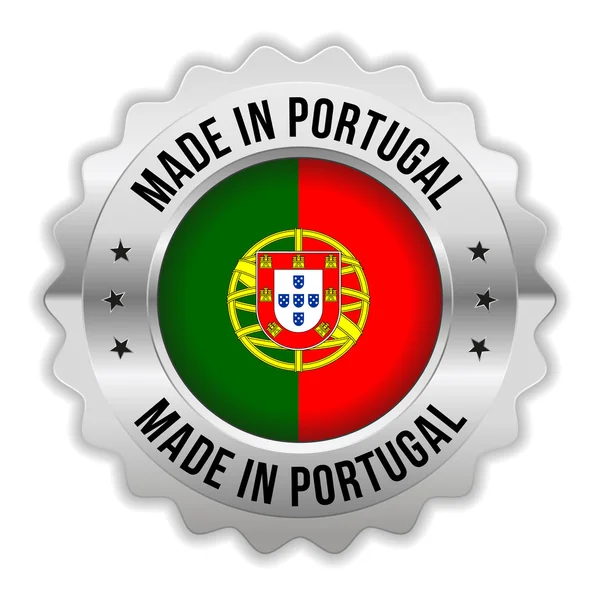 Round made in portugal badge with chrome border — Stock Vector