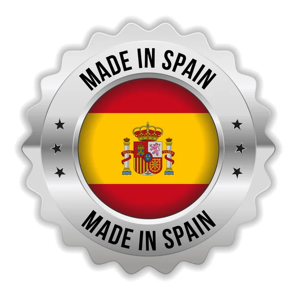 Round made in spain badge with chrome border — Stock Vector