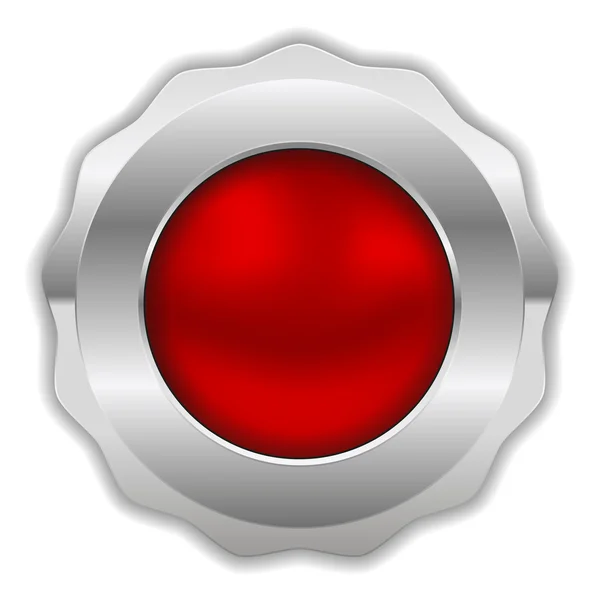 Emblema redondo vermelho com fronteira cromada — Vetor de Stock