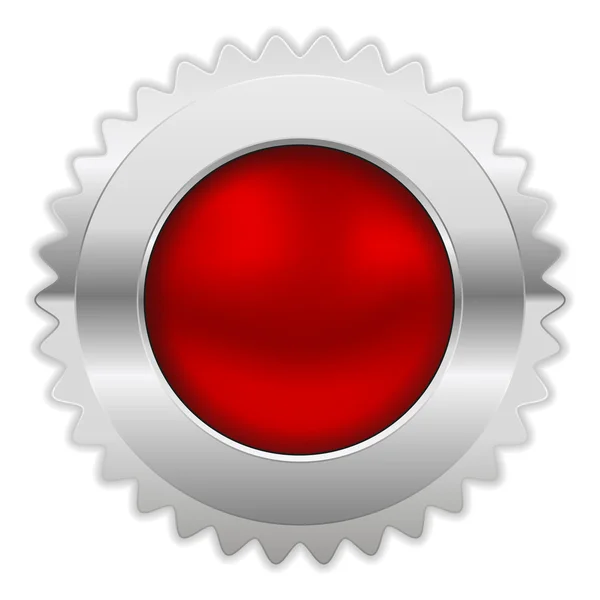 Distintivo rotondo rosso con bordo cromato — Vettoriale Stock