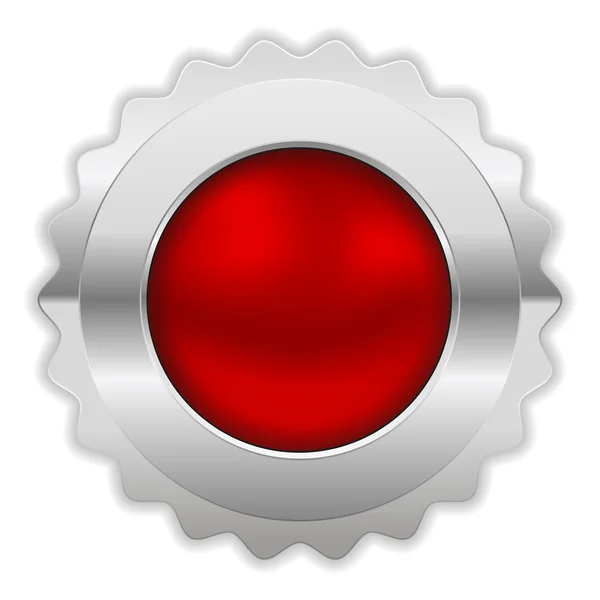 Distintivo rotondo rosso con bordo cromato — Vettoriale Stock