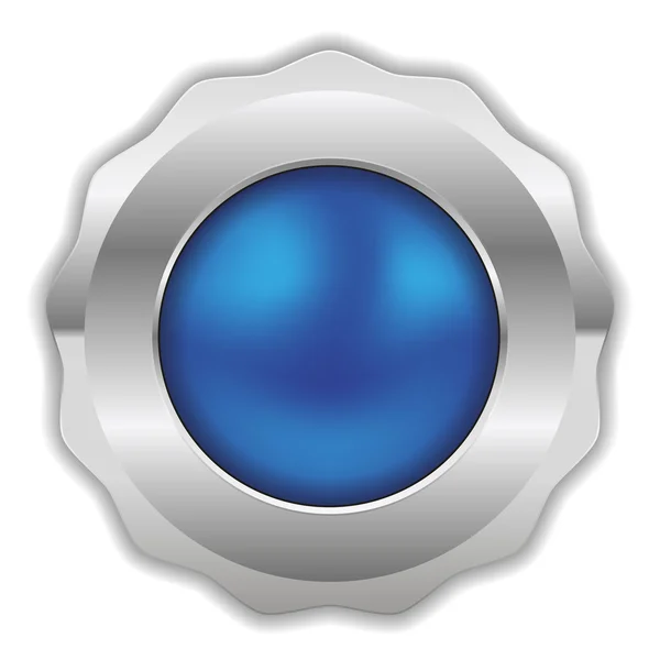 Emblema redondo azul com fronteira cromada — Vetor de Stock