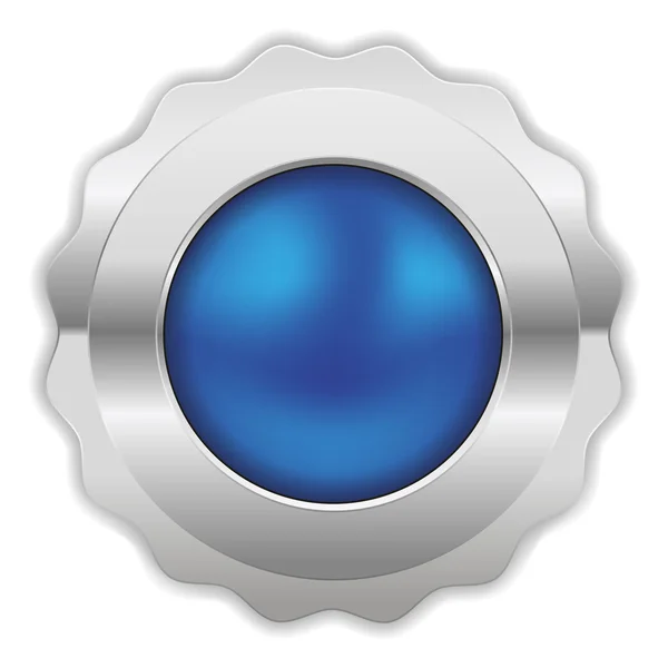 Blue round badge with chrome border — Stock Vector