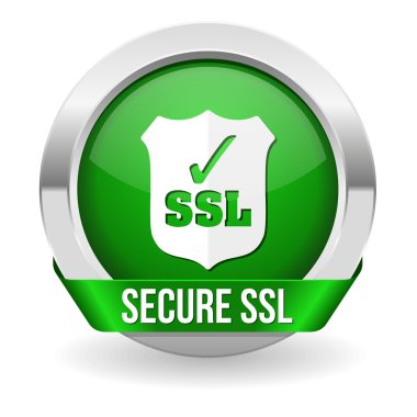 Green round ssl certified button clipart