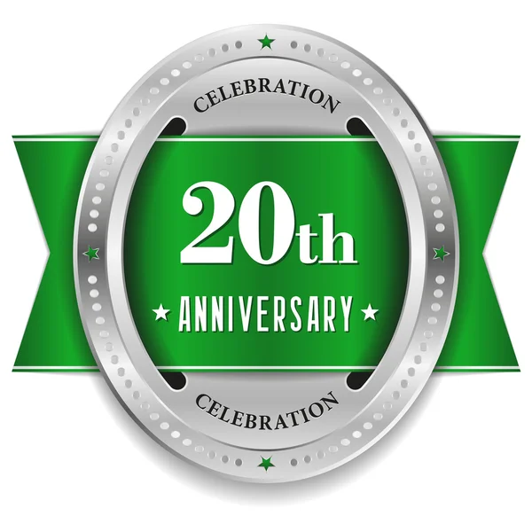 Green twenty year anniversary badge — Stock Vector