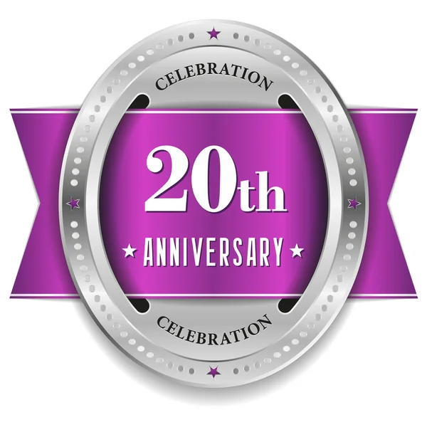 Purple twenty year anniversary badge — Stock Vector