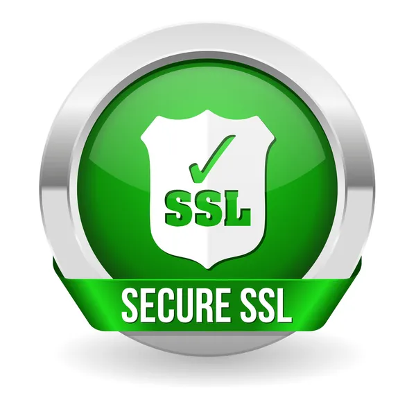 Green round ssl certified button — Stock Vector