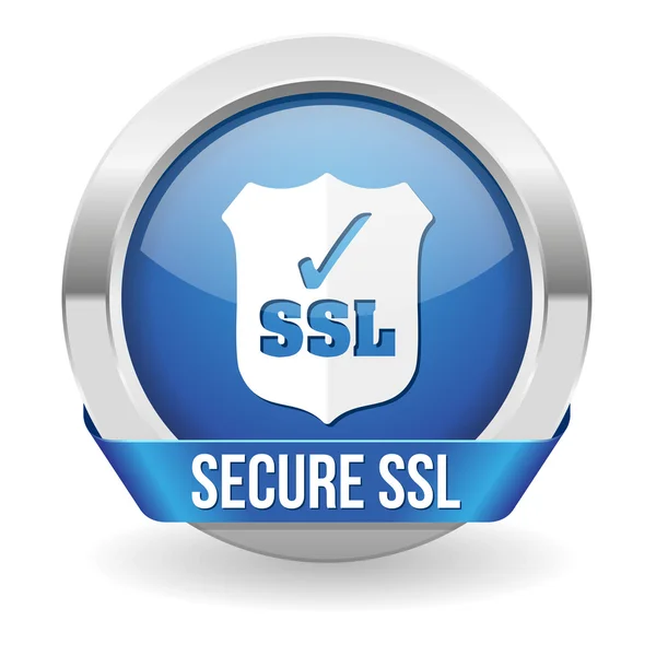 Azul redondo ssl botão certificado — Vetor de Stock