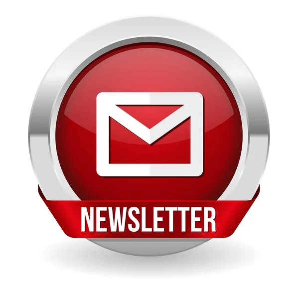 Round red newsletter button — Stok Vektör
