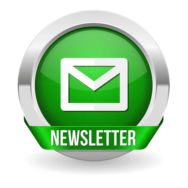Round green newsletter button — Stock Vector