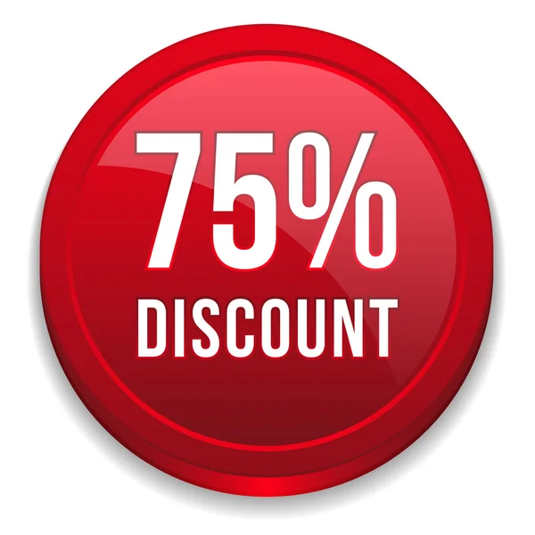 Red seventy-five percent discount button — Stock Vector